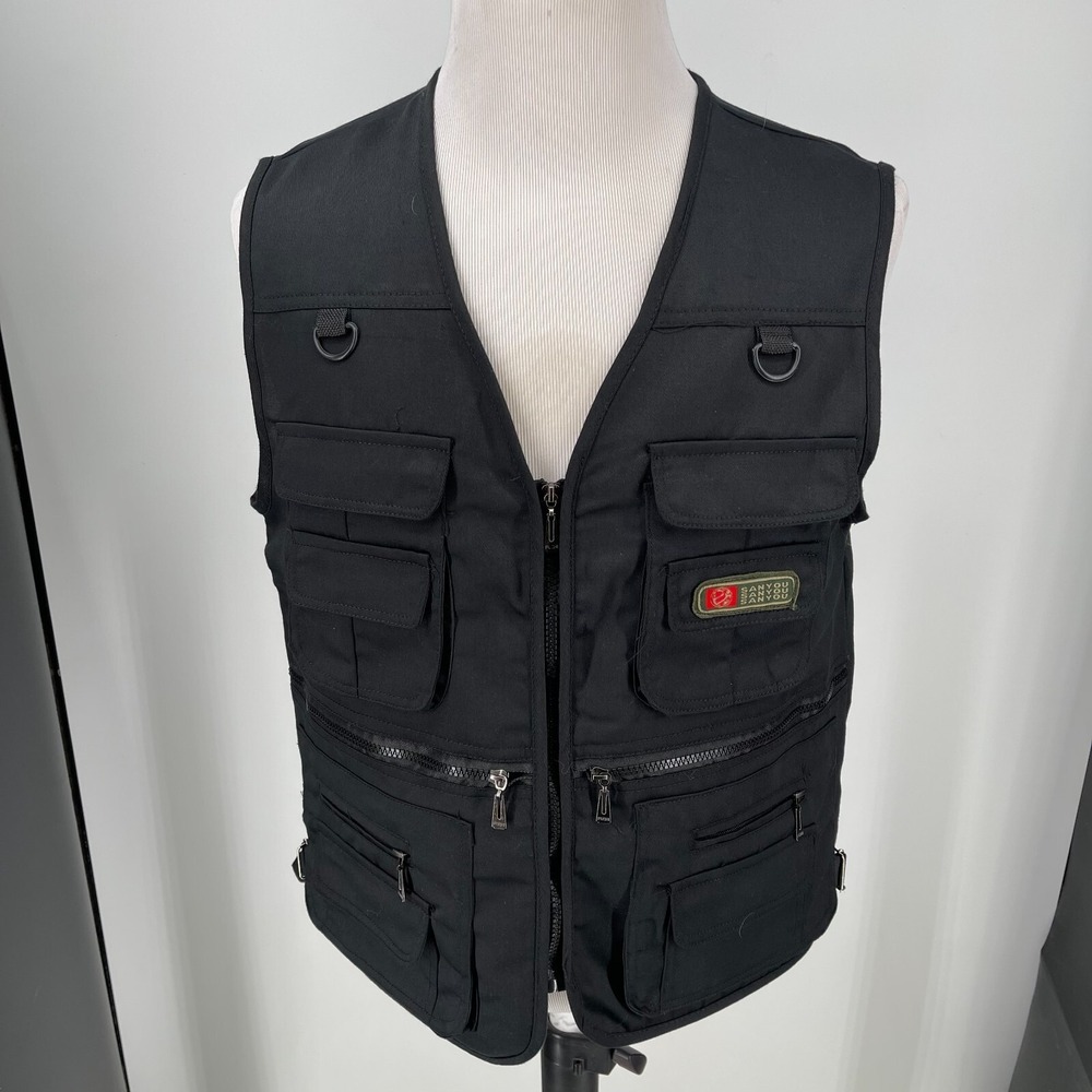 Utility Multi-Pocket Black Men's Vest
